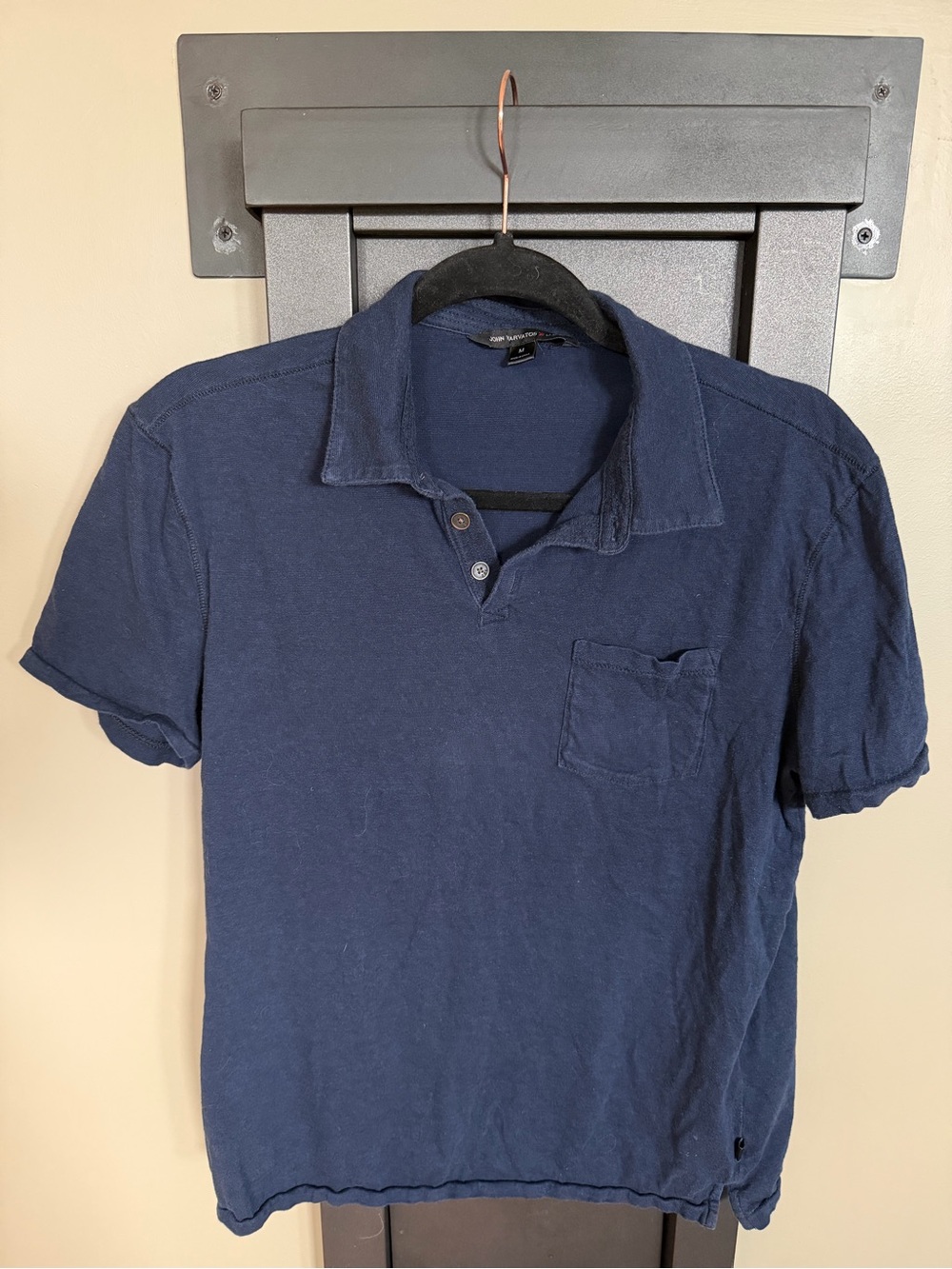 John Varvatos Star USA Men’s Polo Shirt M Blue Washed Cotton Pocket
